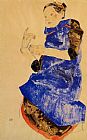 Egon Schiele Canvas Paintings - Girl in a Blue Apron